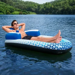 Bestway Loungemadras Hydro Force Indigo Wave Lounge 1,91 m x 1,07 m^Dame Friluftsliv|Friluftsliv