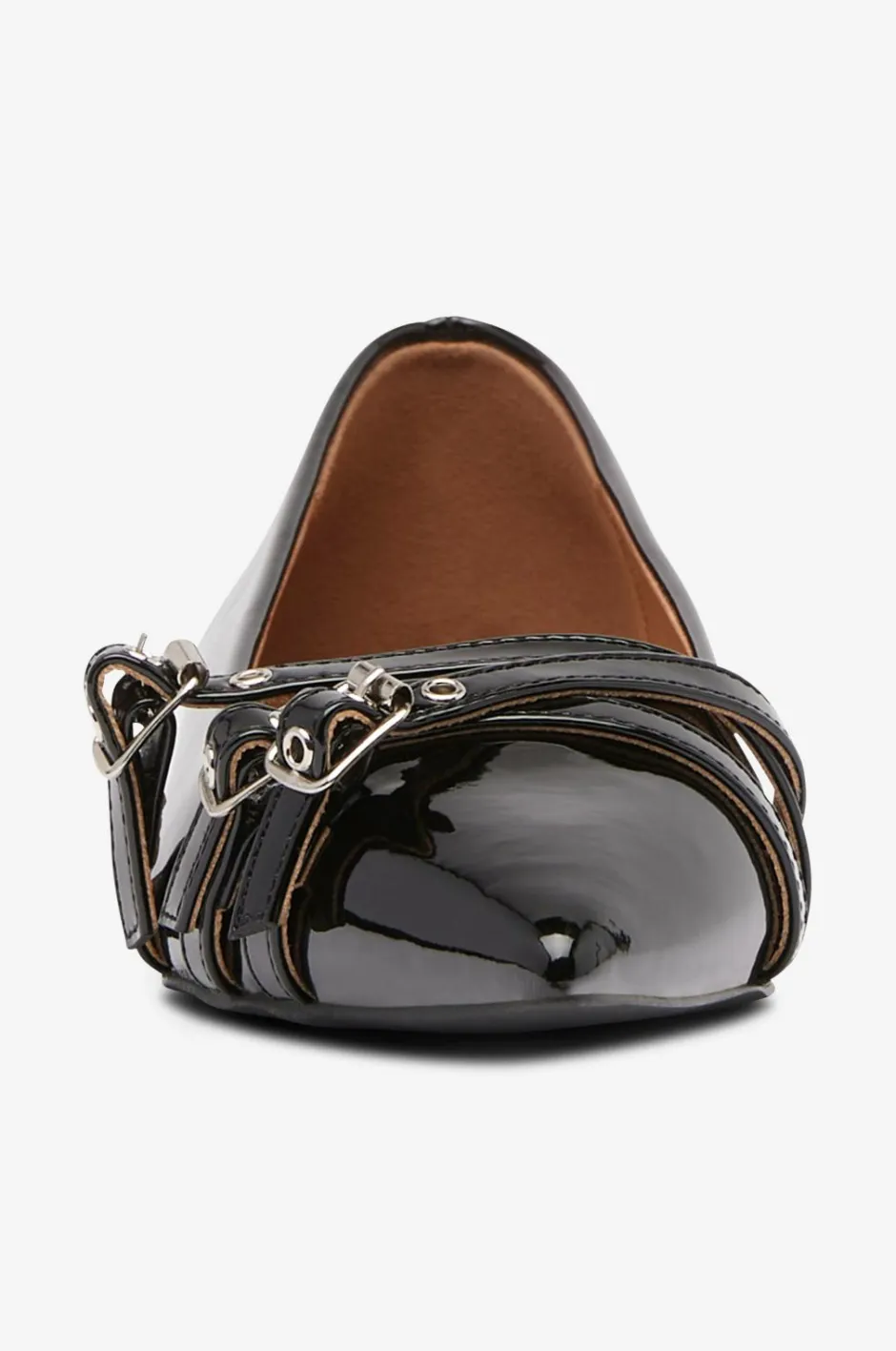 Bianco Ballerinasko Biabari Pointy Flat Buckle Faux Leather^Dame Ballerinasko