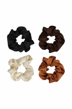 Brushworks Nude Satin Scrunchies 4 pcs^Dame Håraccessories|Håraccessories