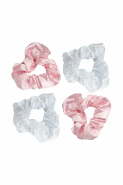 Brushworks Pink & White Satin Scrunchies 3 Pcs^Dame Håraccessories|Håraccessories
