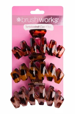 Brushworks Tortoiseshell Claw Clips - 3 Pack^Dame Håraccessories|Håraccessories