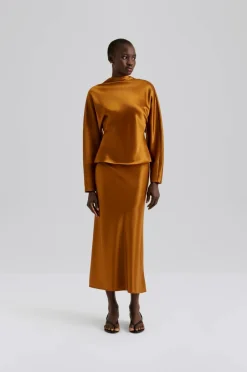 By Malina Maxi nederdel Aubree Satin Maxi Skirt^Dame Nederdele