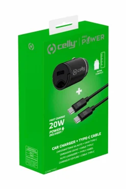 Clearance Biloplader Mini USB-C PD 20W + USB-C til USB-C-kabel Mobiltelefoner, Tablets & Tilbehør