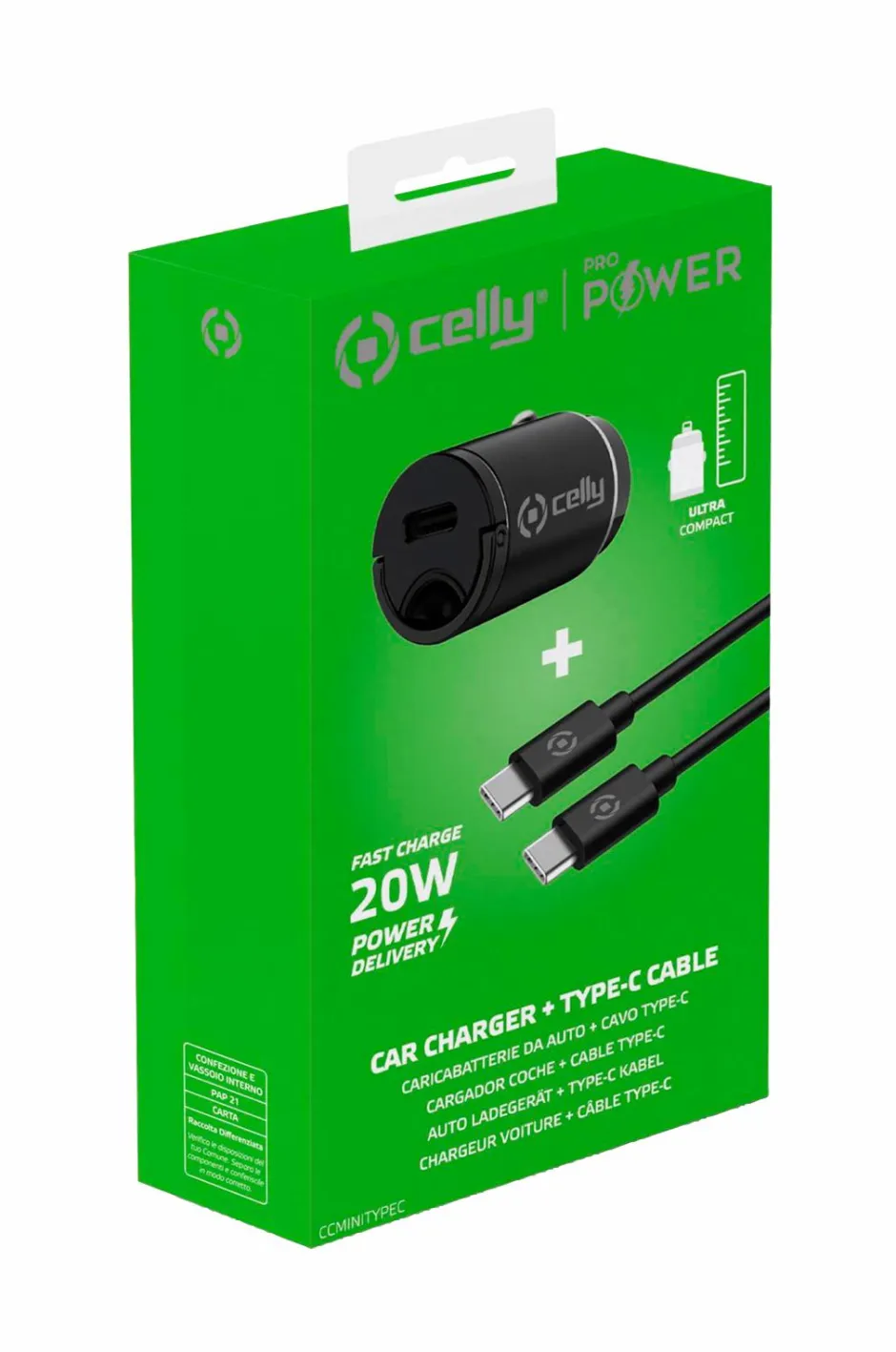 Clearance Biloplader Mini USB-C PD 20W + USB-C til USB-C-kabel Mobiltelefoner, Tablets & Tilbehør
