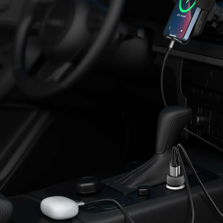 Outlet Biloplader 1xusb-c PD 1xusb-a 35w Mobiltelefoner, Tablets & Tilbehør
