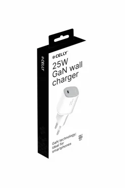 Celly Usb-oplader Gan 1 x Usb-c PD 25w^ Mobiltelefoner, Tablets & Tilbehør