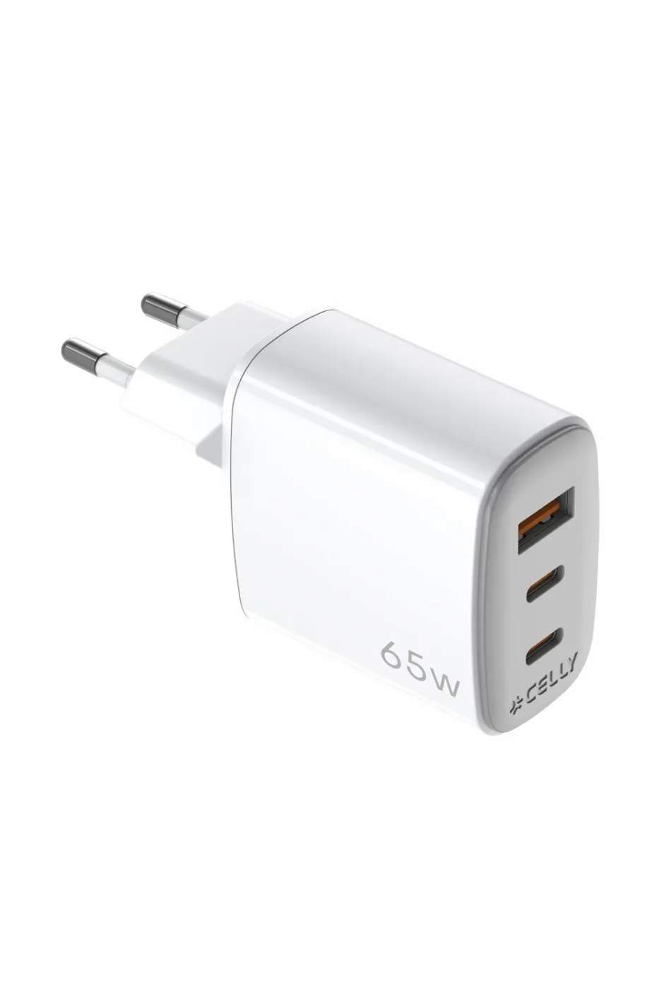 Celly Usb-oplader Gan 1 x Usb-a + 2 x Usb-c PD 65w^ Mobiltelefoner, Tablets & Tilbehør