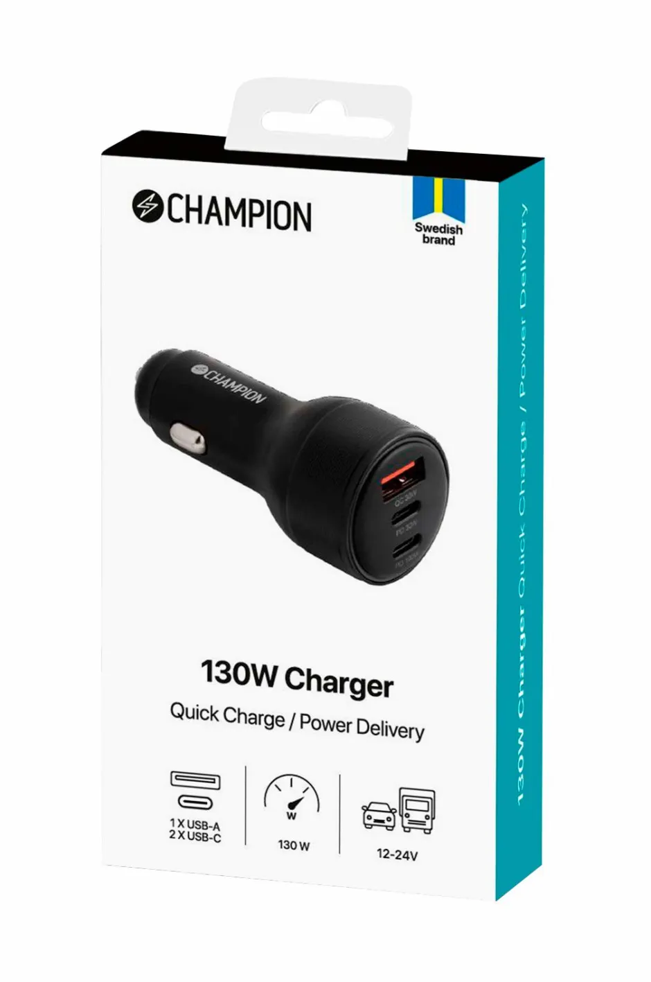 New Biloplader 30W 3-port QC/PD Mobiltelefoner, Tablets & Tilbehør