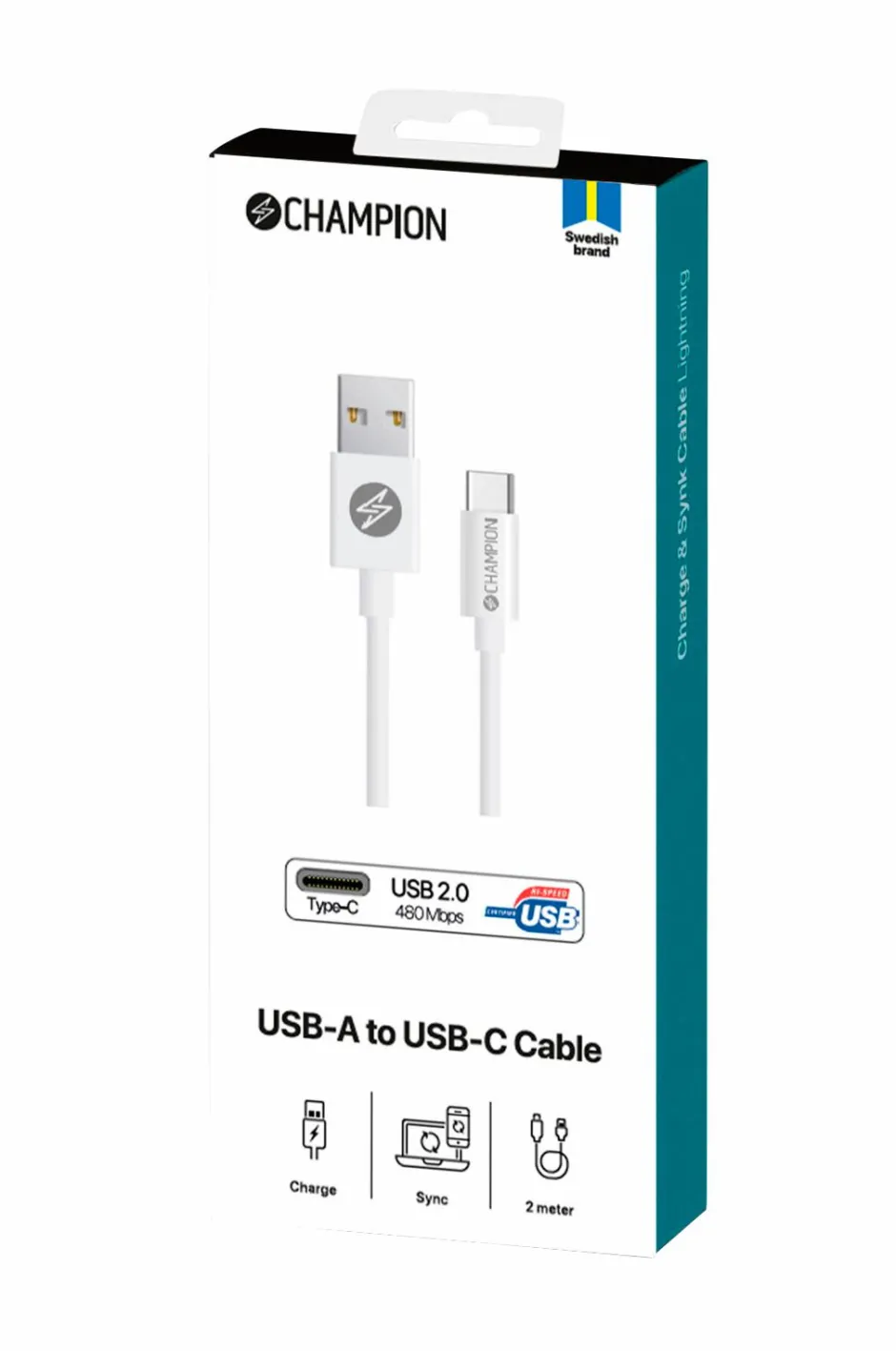 Hot USB kabel USB-A to USB-C 2 m Mobiltelefoner, Tablets & Tilbehør