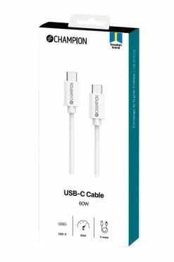 Champion Nordic USB-C-kabel 60W 3 m^ Mobiltelefoner, Tablets & Tilbehør