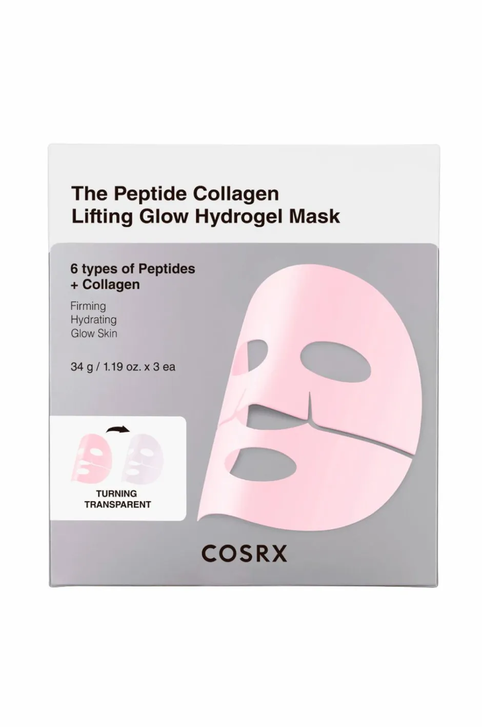 COSRX The Peptide Collagen Lifting Glow Hydrogel Mask 3 pcs^ Ansigtspleje|Ansigtspleje