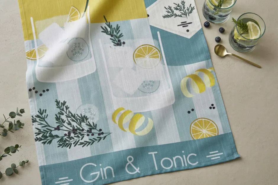 Clearance Køkkenhåndklæde Gin & Tonic 50x75 cm Køkkentekstiler