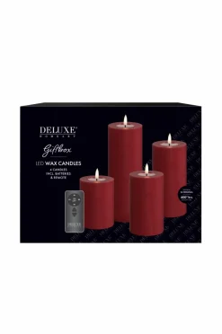 Discount LED Giftbox Pillar Candle 4 stk + fjernbetjening Lys & Duft