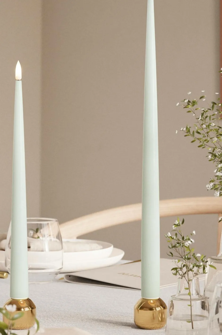 Discount LED Taper Candle Shiny 2,2x38 cm 2 stk. Lys & Duft