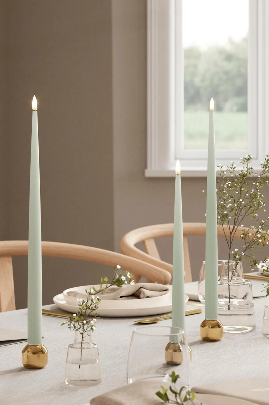 Discount LED Taper Candle Shiny 2,2x38 cm 2 stk. Lys & Duft