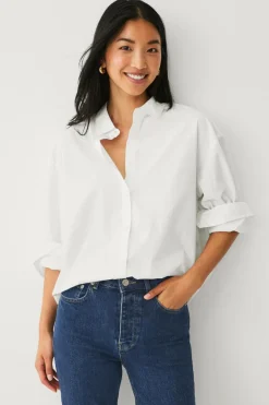 New Collection Afslappet skjorte i bomuldspoplin Dame Skjorter & Bluser