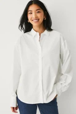 New Collection Afslappet skjorte i bomuldspoplin Dame Skjorter & Bluser
