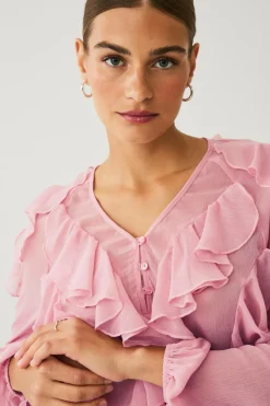 Outlet Collection Bluse med volanter Dame Skjorter & Bluser