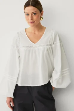 Ellos Collection Bluse med blondeindsatser^Dame Skjorter & Bluser