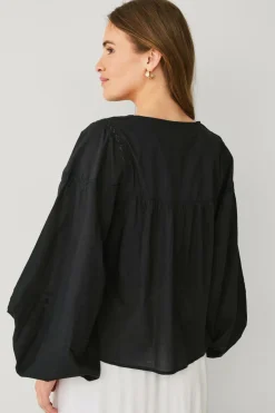 Hot Collection Bluse med blondeindsatser Dame Skjorter & Bluser