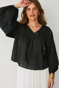 Hot Collection Bluse med blondeindsatser Dame Skjorter & Bluser