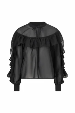 Outlet Collection Bluse med volanter Dame Skjorter & Bluser