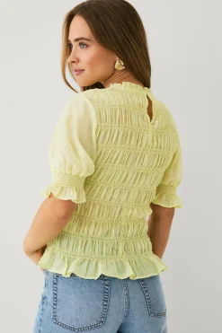Ellos Collection Bluse med smock og pufærmer^Dame Skjorter & Bluser
