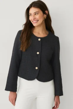 Discount Collection Bouclé-jakke med guldknapper Dame Blazere & Veste