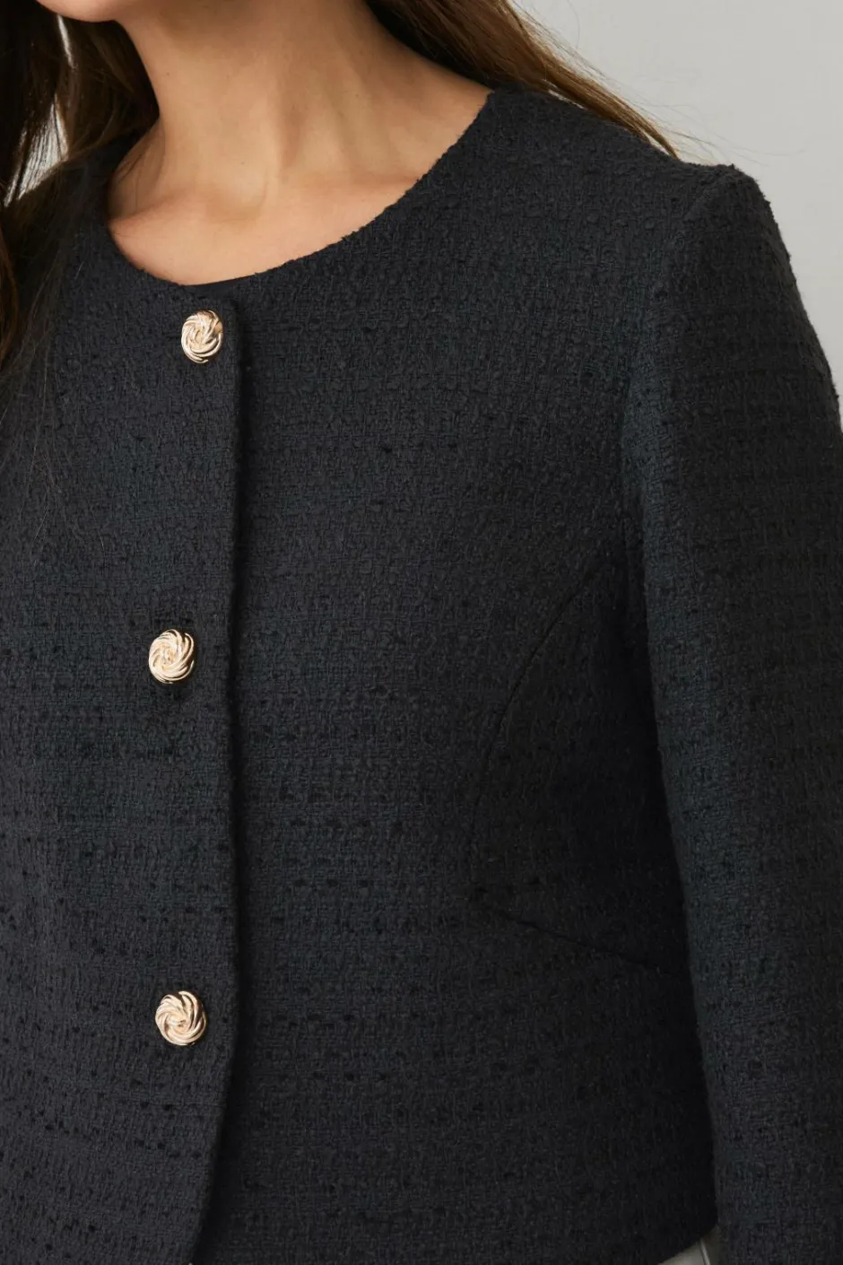 Discount Collection Bouclé-jakke med guldknapper Dame Blazere & Veste