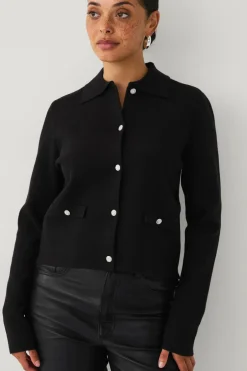 Hot Collection Cardigan med glitrende knapper Dame Trøjer & Cardigans