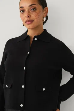 Hot Collection Cardigan med glitrende knapper Dame Trøjer & Cardigans