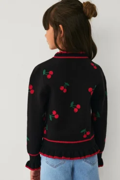 Ellos Collection Cardigan med kirsebær-mønster^Børn Trøjer & Cardigans