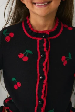 Ellos Collection Cardigan med kirsebær-mønster^Børn Trøjer & Cardigans