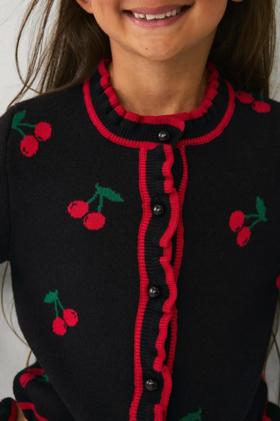 Ellos Collection Cardigan med kirsebær-mønster^Børn Trøjer & Cardigans