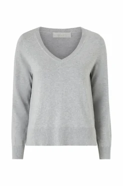 Hot Collection Finstrikket trøje med v-hals Dame Basistøj|Trøjer & Cardigans
