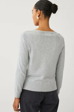 Hot Collection Finstrikket trøje med v-hals Dame Basistøj|Trøjer & Cardigans