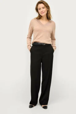 New Collection Finstrikket uldtrøje med v-hals Dame Trøjer & Cardigans