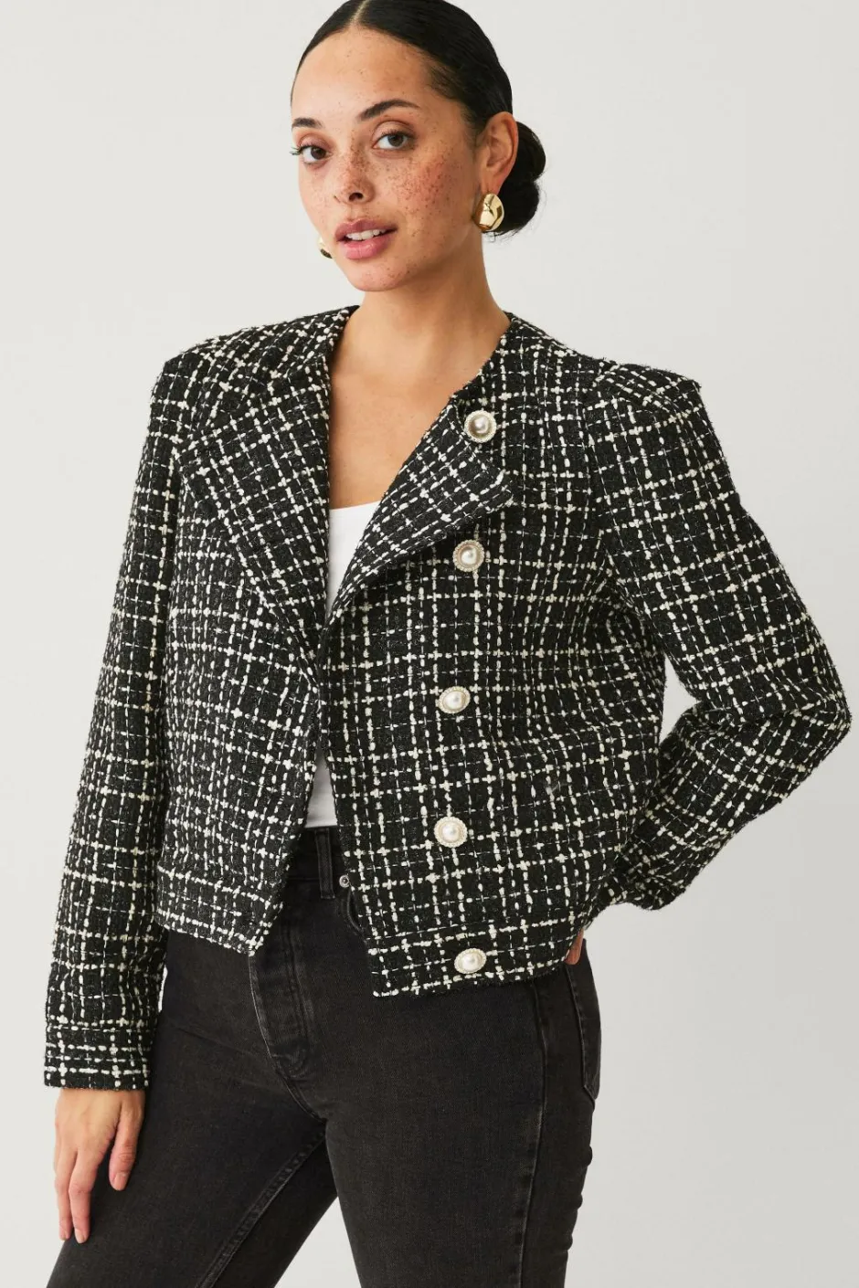 Outlet Collection Habitjakke med perleknaper Dame Blazere & Veste