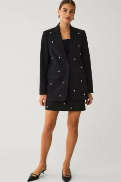 Hot Collection Habitjakke med rhinstene Dame Blazere & Veste