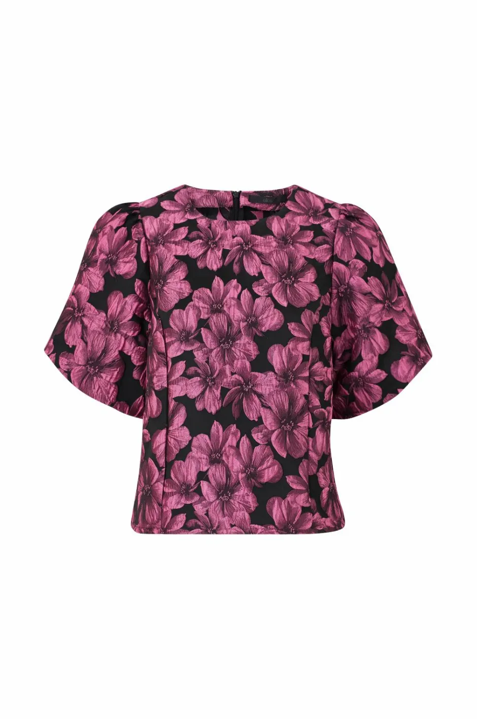 Ellos Collection Jacquardvævet bluse med pufærmer^Dame Skjorter & Bluser