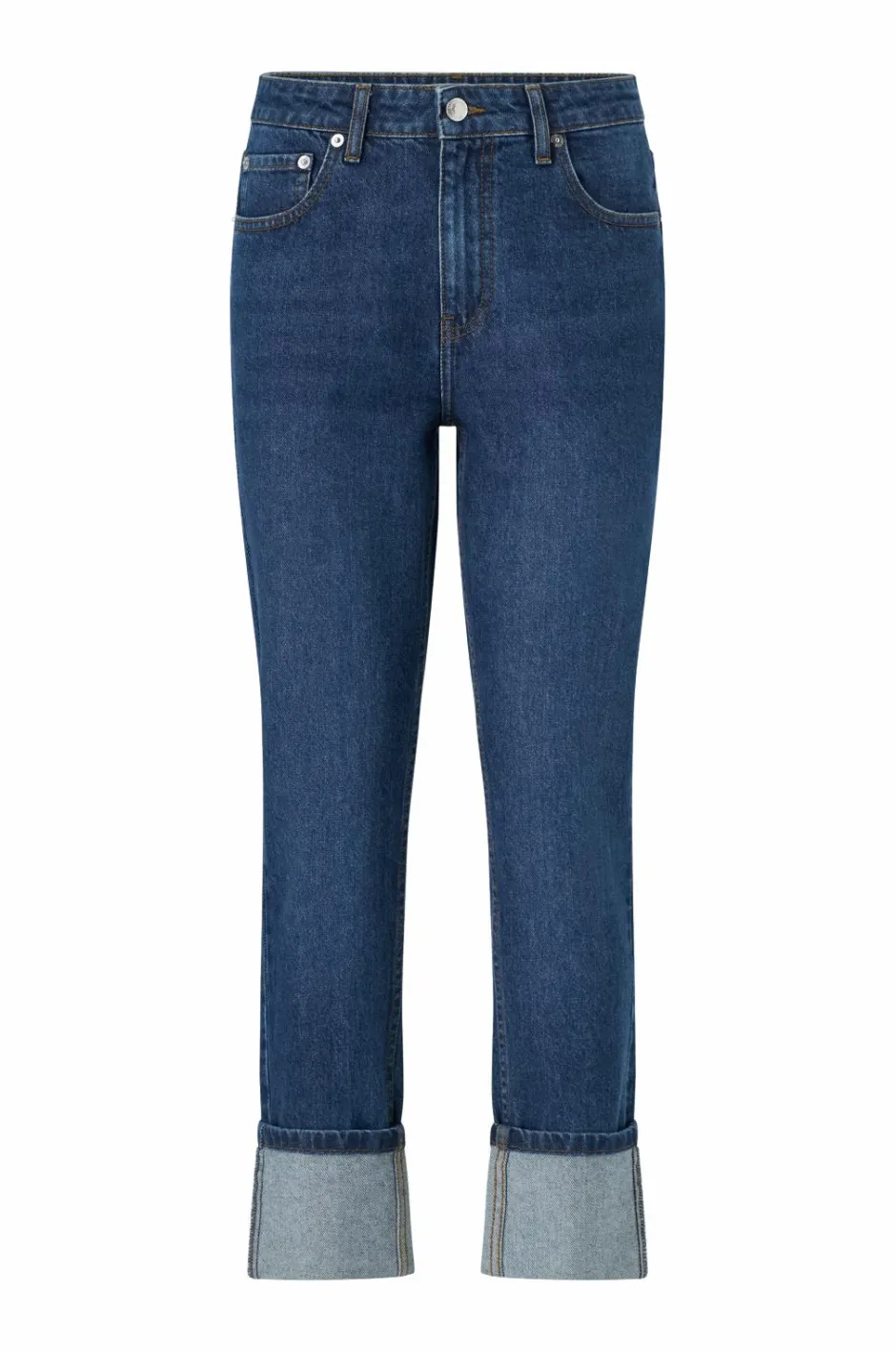 New Collection Jeans Slim Straight Folded Dame Jeans