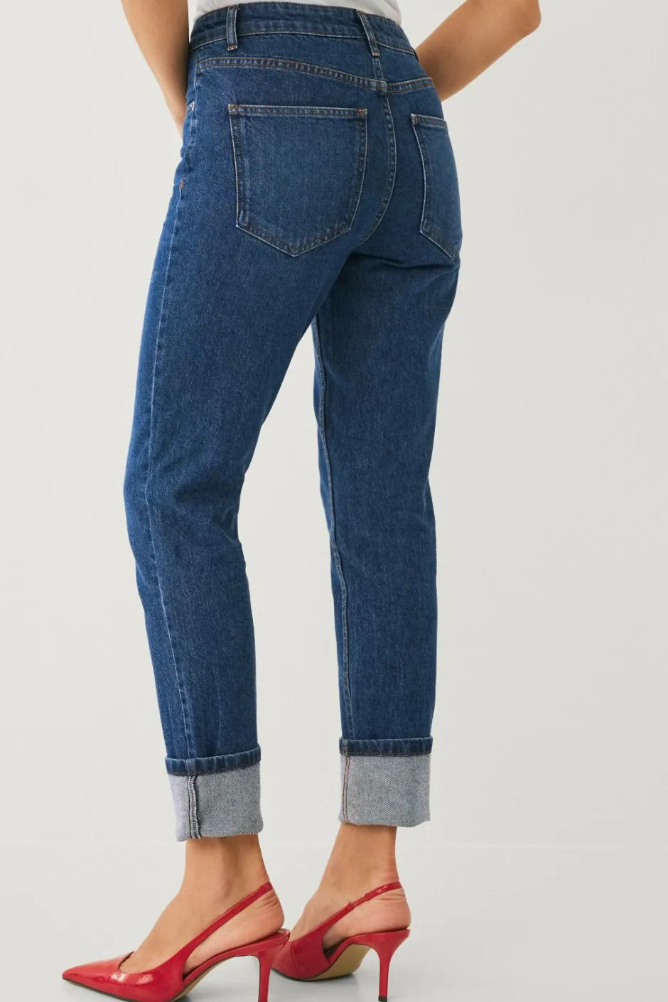New Collection Jeans Slim Straight Folded Dame Jeans