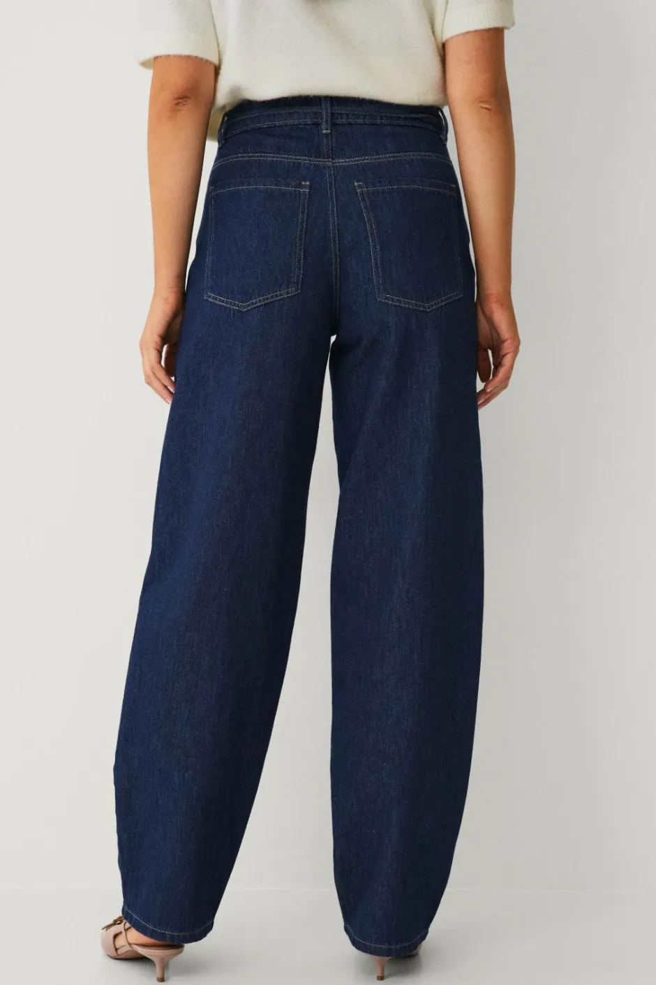 Hot Collection Jeans med brede ben og bindebånd i taljen Dame Jeans