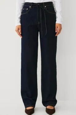 Ellos Collection Jeans med brede ben og bindebånd i taljen^Dame Jeans