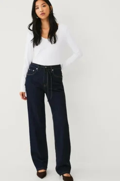 Ellos Collection Jeans med brede ben og bindebånd i taljen^Dame Jeans