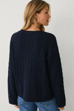 Clearance Collection Kabelstrikket Pullover Dame Basistøj|Trøjer & Cardigans
