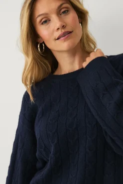 Clearance Collection Kabelstrikket Pullover Dame Basistøj|Trøjer & Cardigans