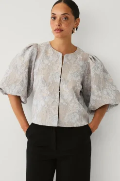 Ellos Collection Kort blusejakke med blomstermønster^Dame Blazere & Veste|Skjorter & Bluser