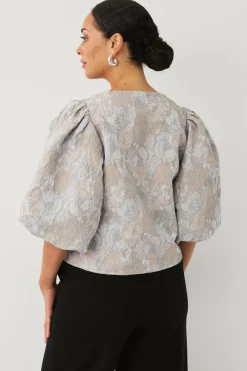 Ellos Collection Kort blusejakke med blomstermønster^Dame Blazere & Veste|Skjorter & Bluser