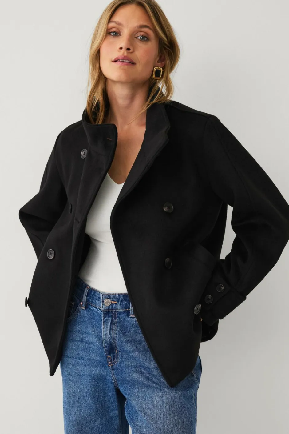 Clearance Collection Kort dobbeltradet frakke Dame Jakker & Frakker